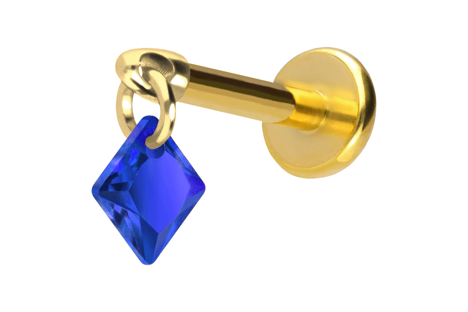 Titan Labret Piercing mit Push Fit KRISTALLQUADRAT